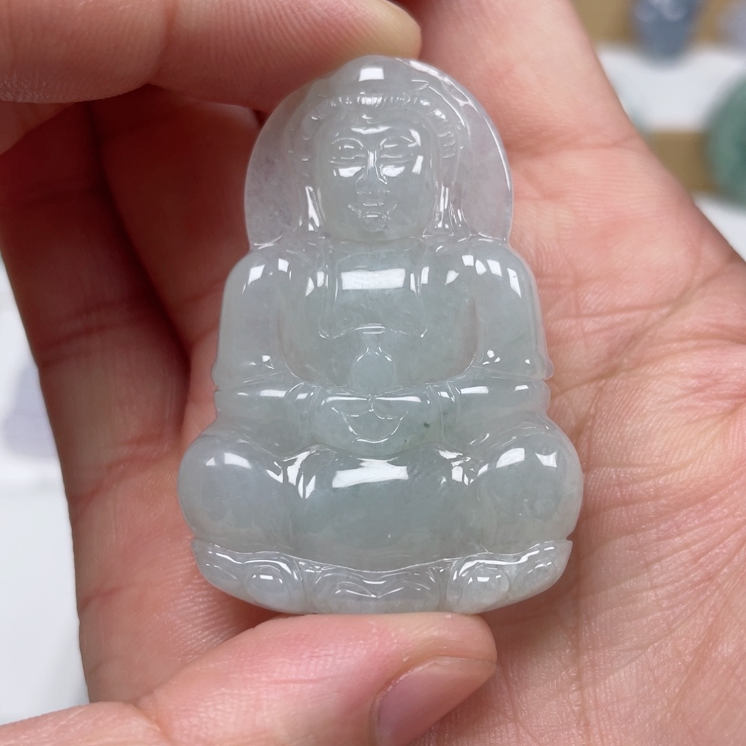 翡翠颈饰未镶嵌天然翡翠A货观音59号