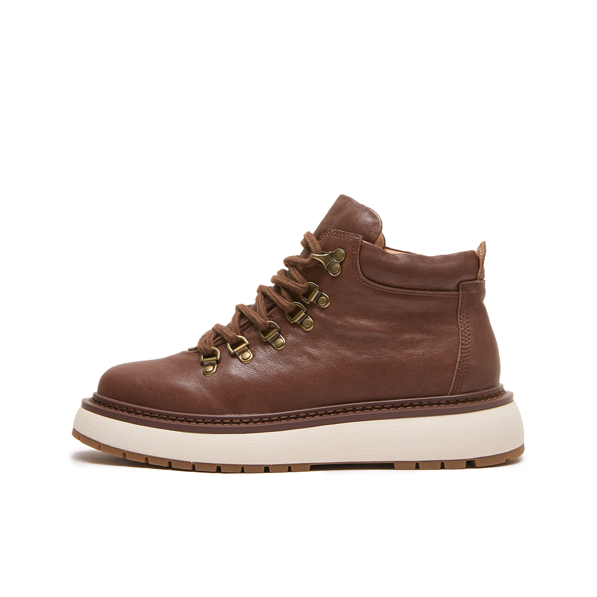 透气高帮短靴休闲皮鞋软皮软底皮鞋加绒秋冬高帮男士马皮真皮男鞋