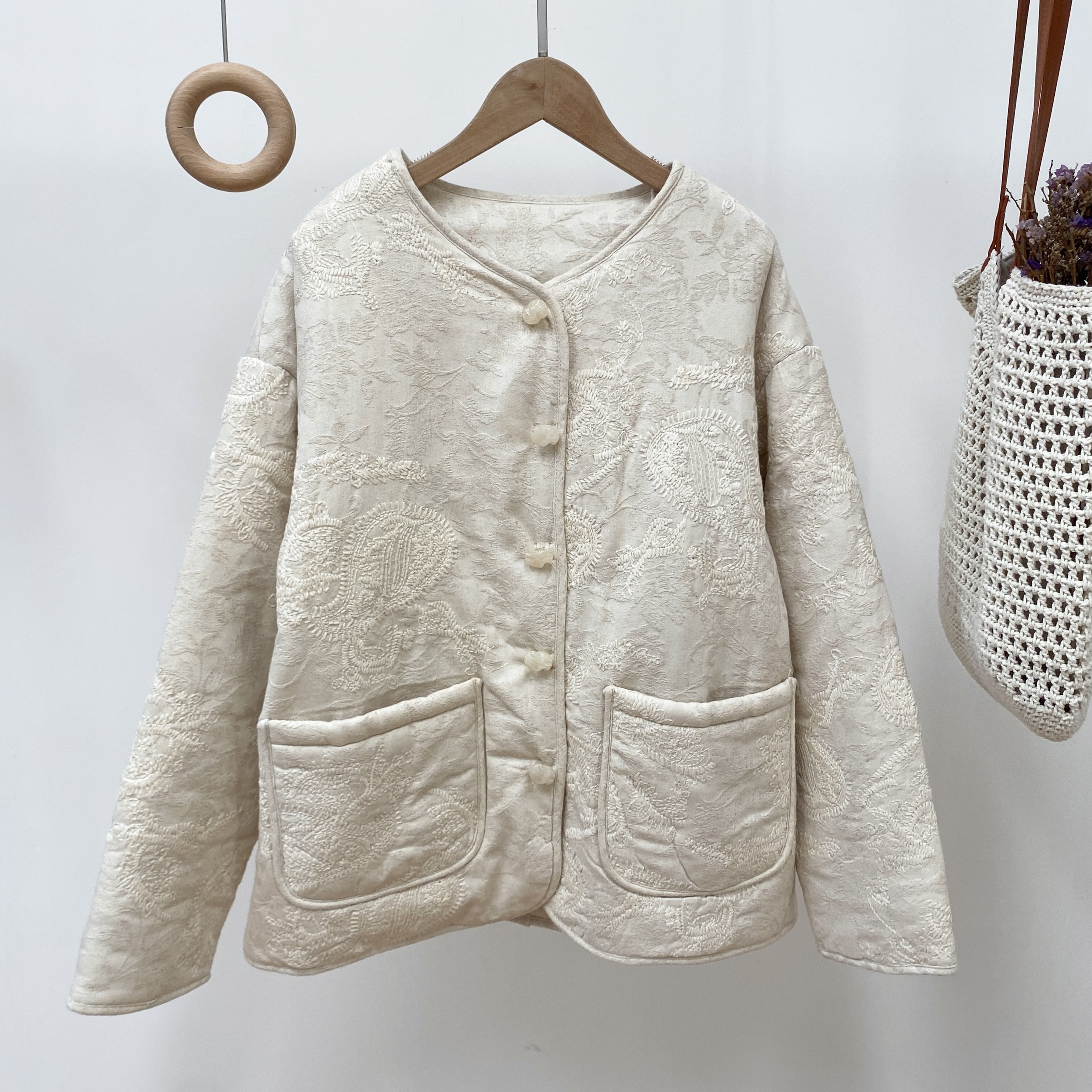 【汉麻腰果花重工刺绣棉服外套】4840