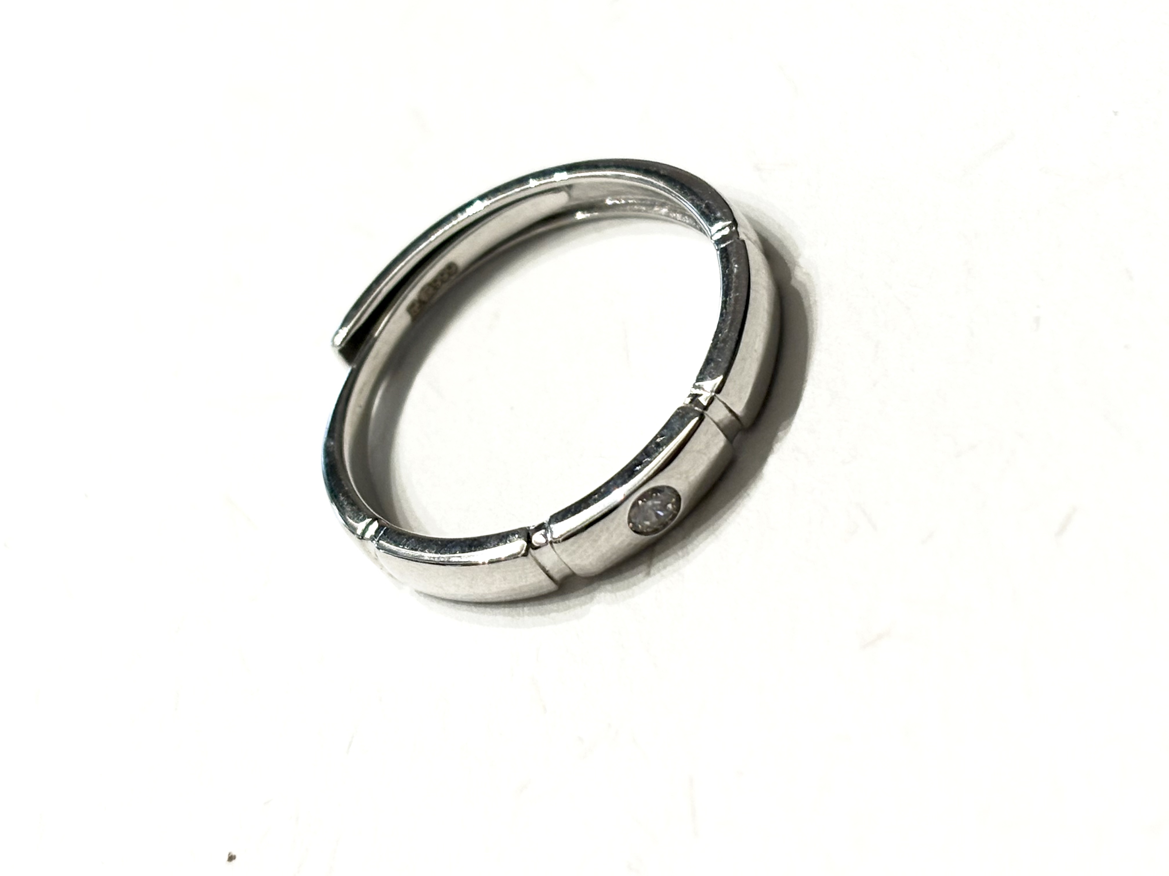 足银锆石戒指 S999纯银小方糖男戒可调节