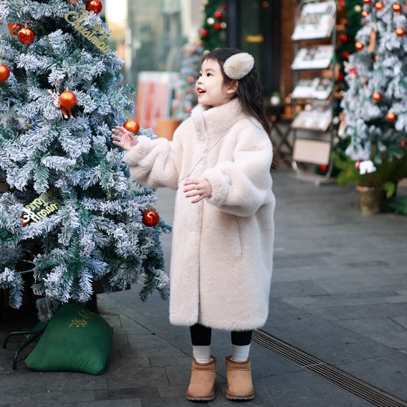 儿童皮草外套秋冬季2025新款女童精仿水貂毛小女孩毛毛大衣中长款