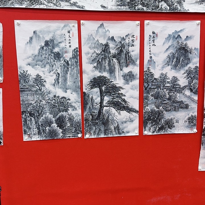 国画水*。绘画技巧撞色