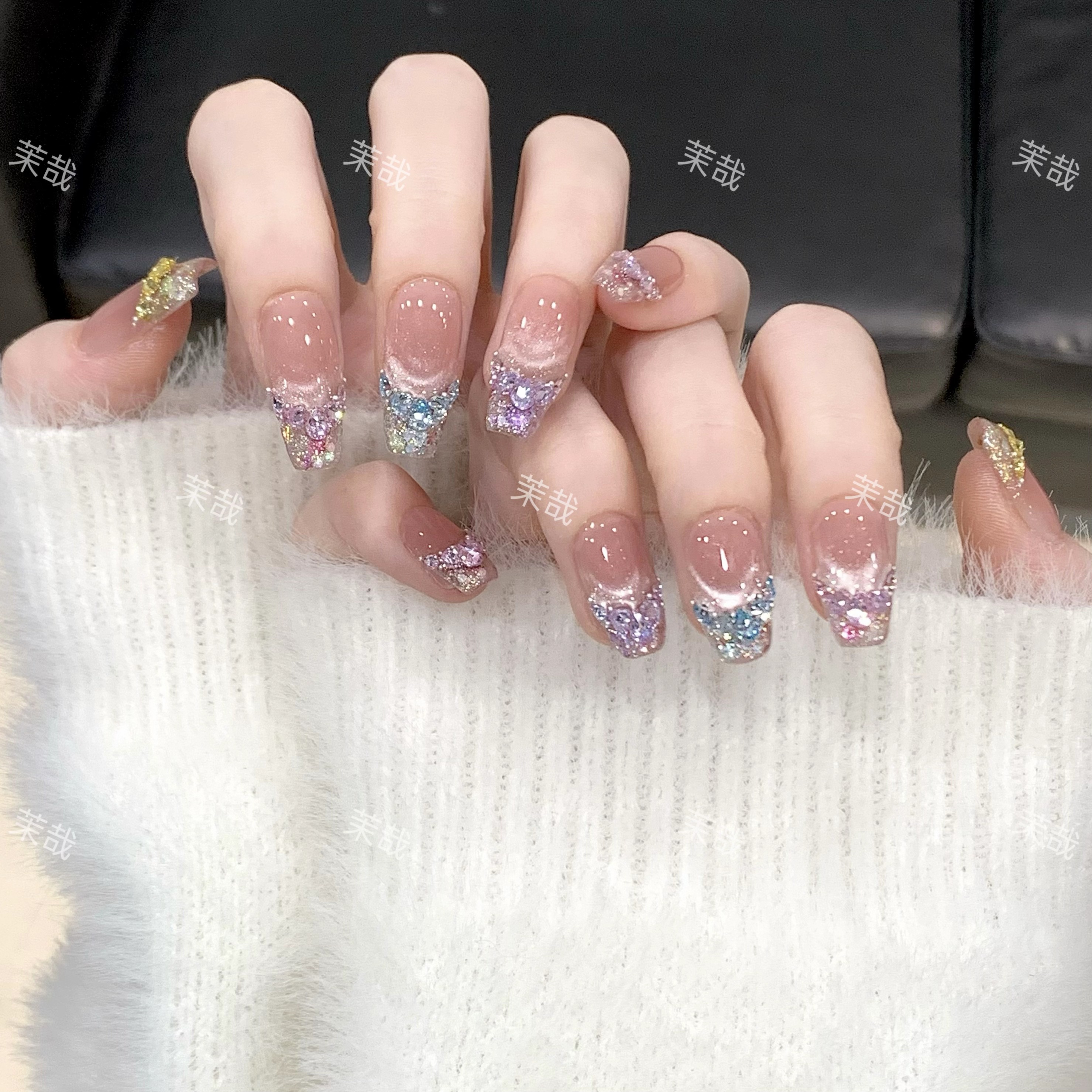 茉哉【星光幻影】纯手工定制美甲拆卸穿戴甲A4027 S