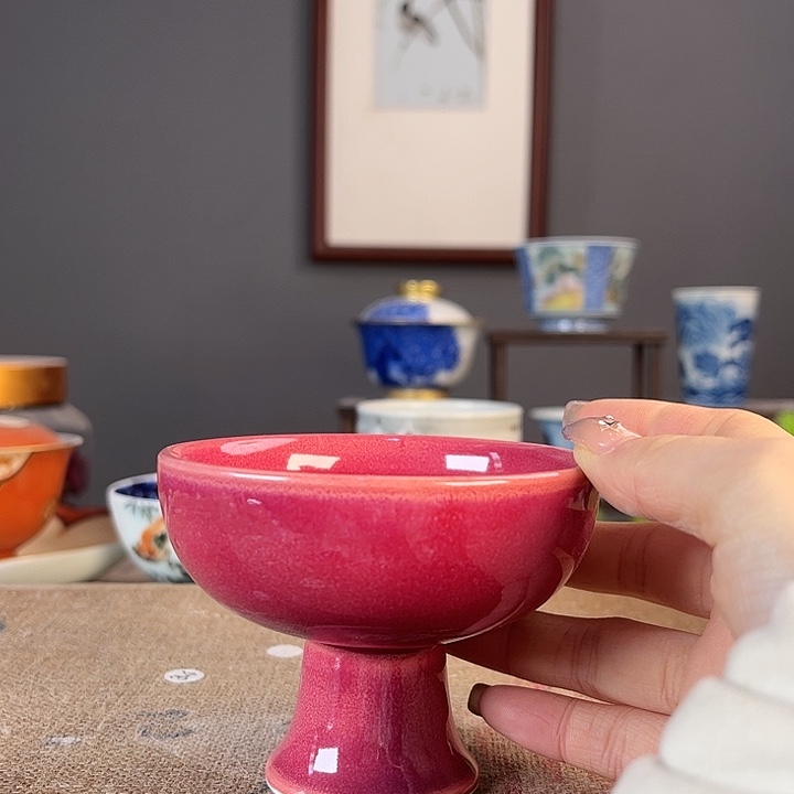 摆件景德镇陶瓷茶杯多人