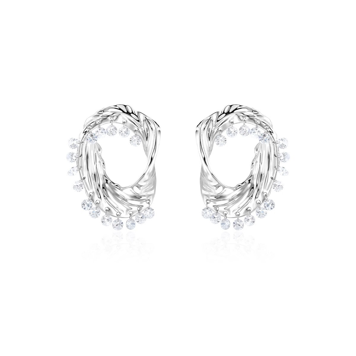 铜合金锆石耳饰 设计感锆石耳环欧美高级感独特轻奢耳饰