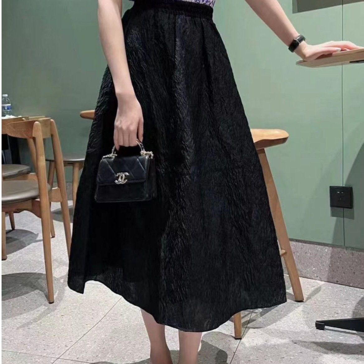 GIRDEAR/哥弟[法式典雅]松紧腰中长款A字半身1200321