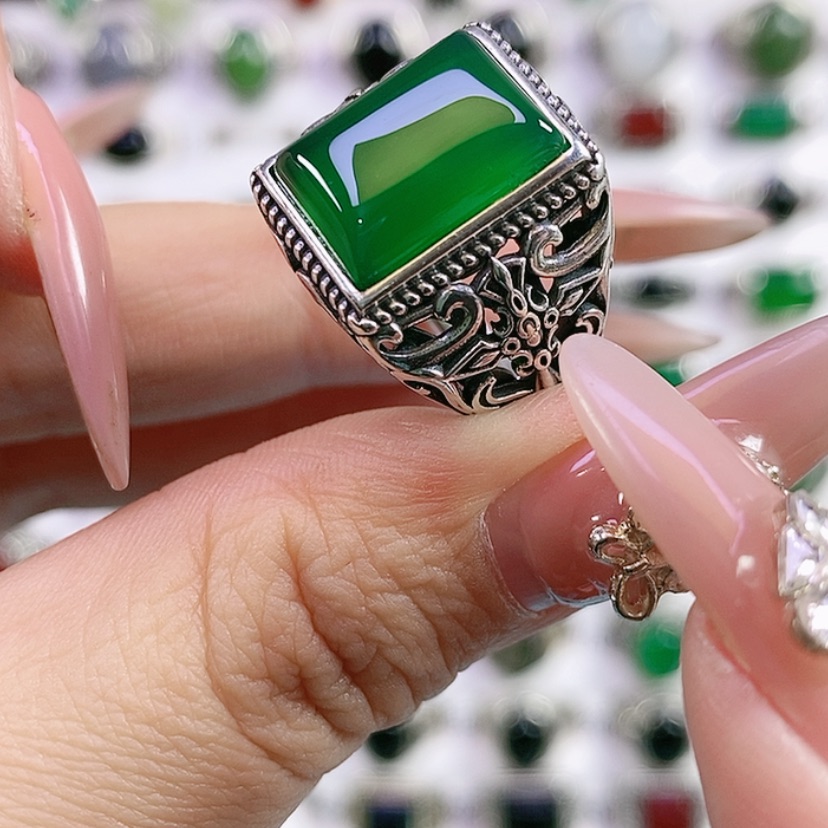 【闪购商品】银S925镶嵌戒指玛瑙/玉髓