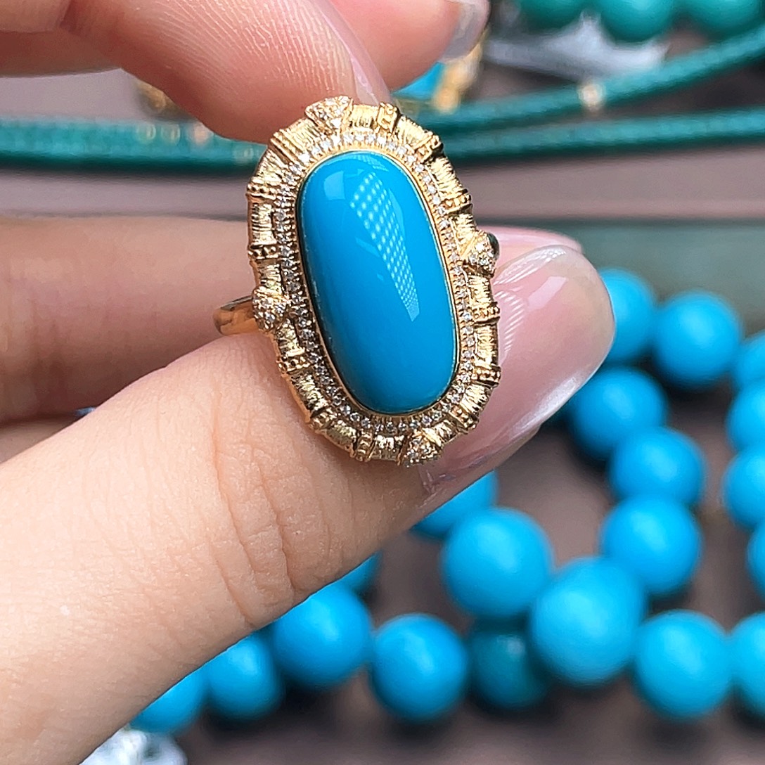 18K金镶嵌绿松石珠宝奇石