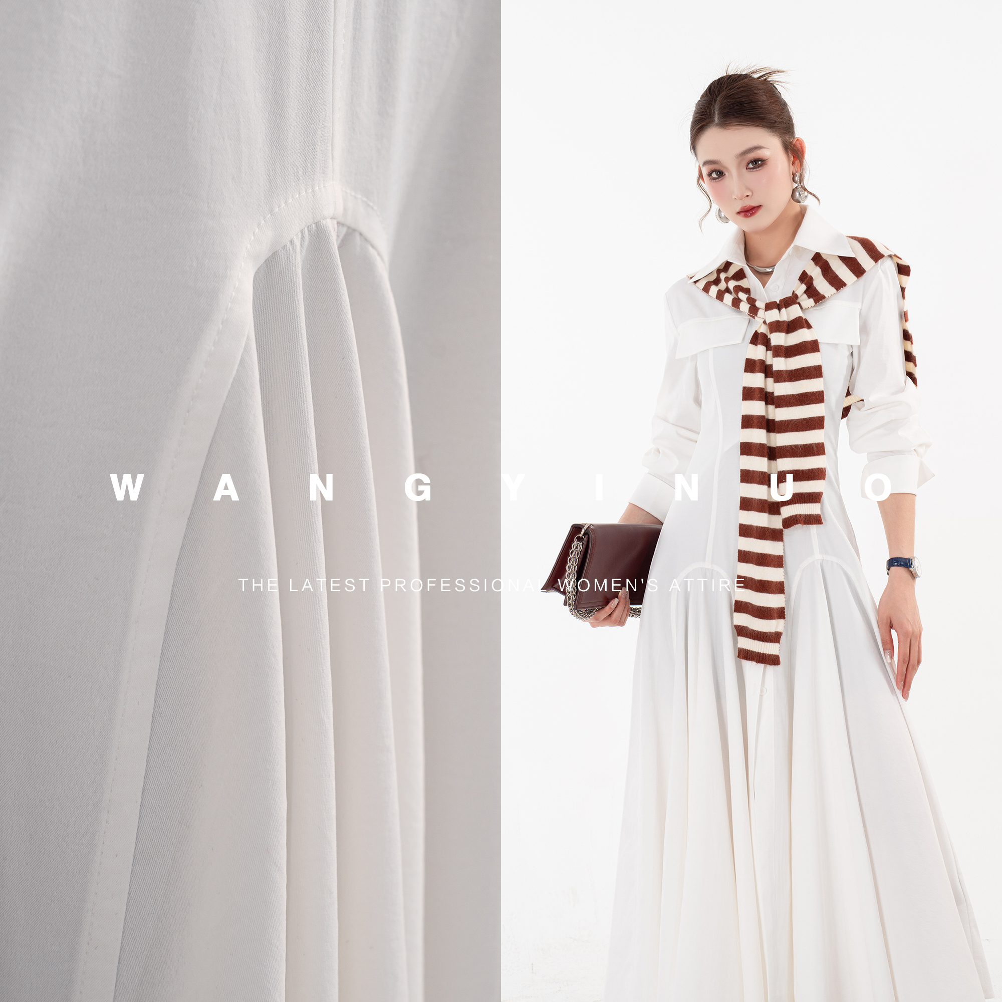 MD定制·依诺【长岛白莉】2025春款时尚百搭轻奢时尚修身优雅连衣裙