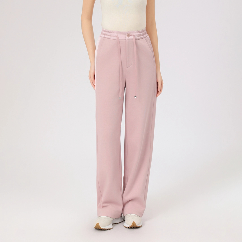 AMASS/阿玛施 新款时尚直筒裤简约垂坠感松紧腰阔腿休闲裤5100530