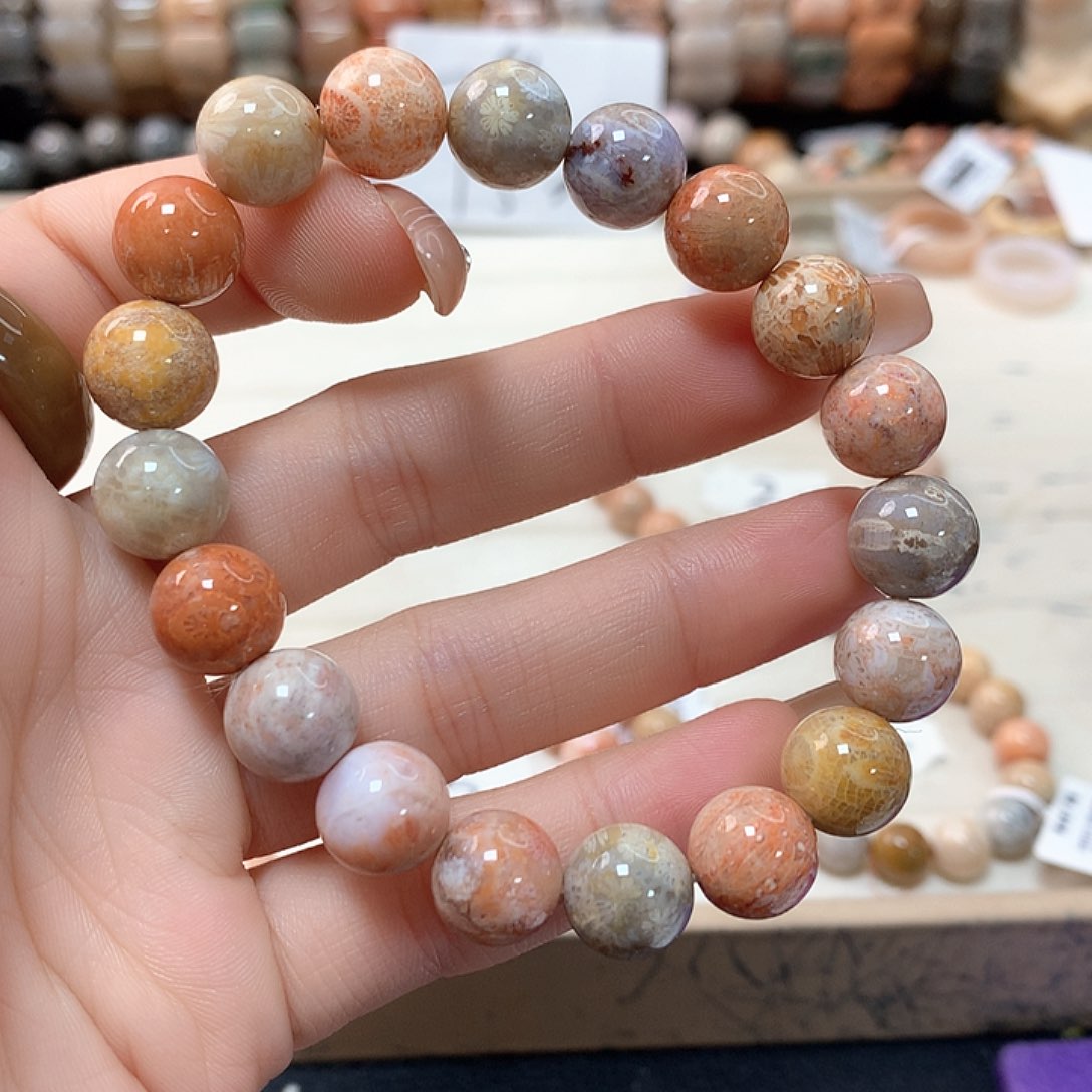 硅化珊瑚（珊瑚玉）手链未镶嵌冬*721