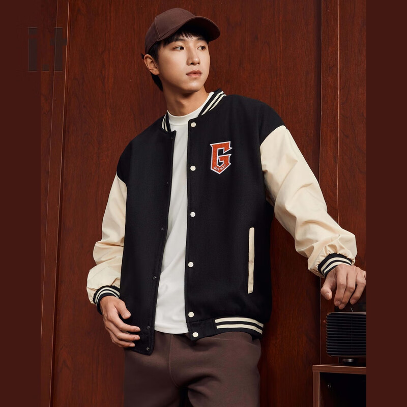 GIXX it 男装棒球夹克2025春季新款青春美式风宽松排扣拼色外套