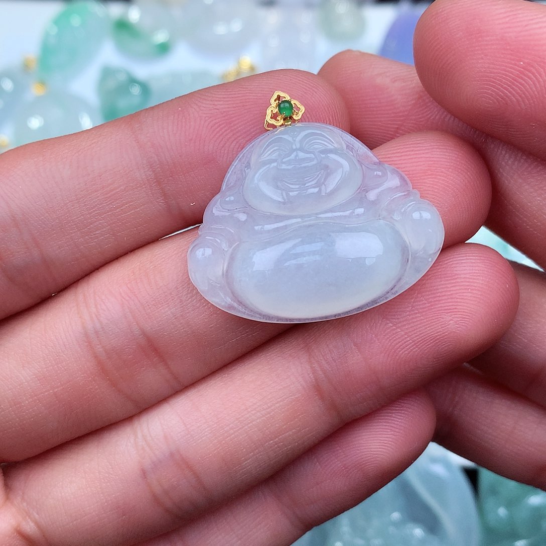 翡翠吊坠(不含链)18K金镶嵌