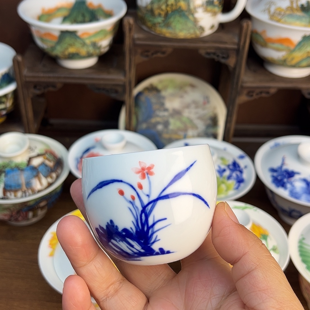 忠意堂釉下彩兰花