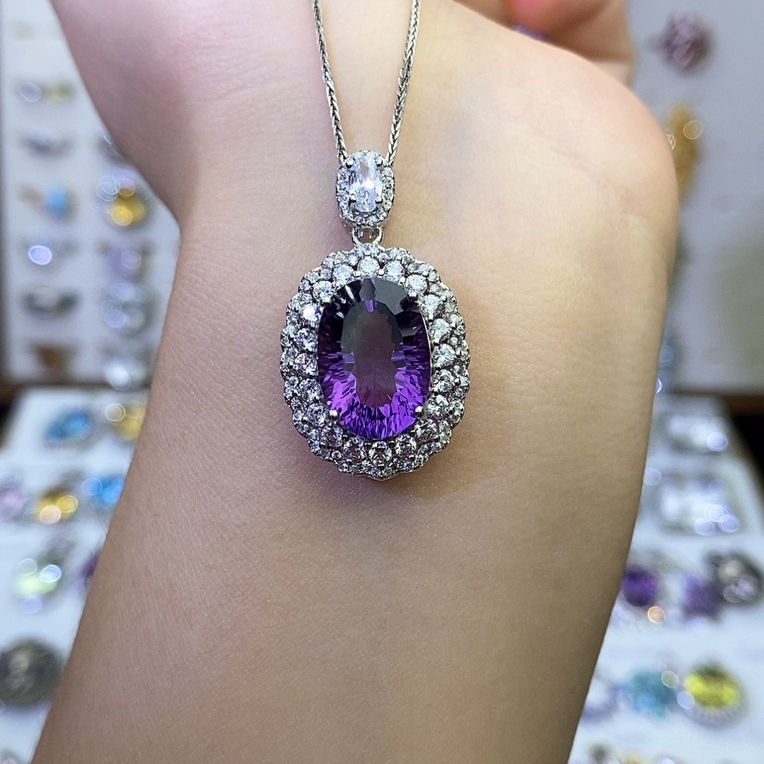 吊坠(不含链)银S925镶嵌紫晶（一物一证）