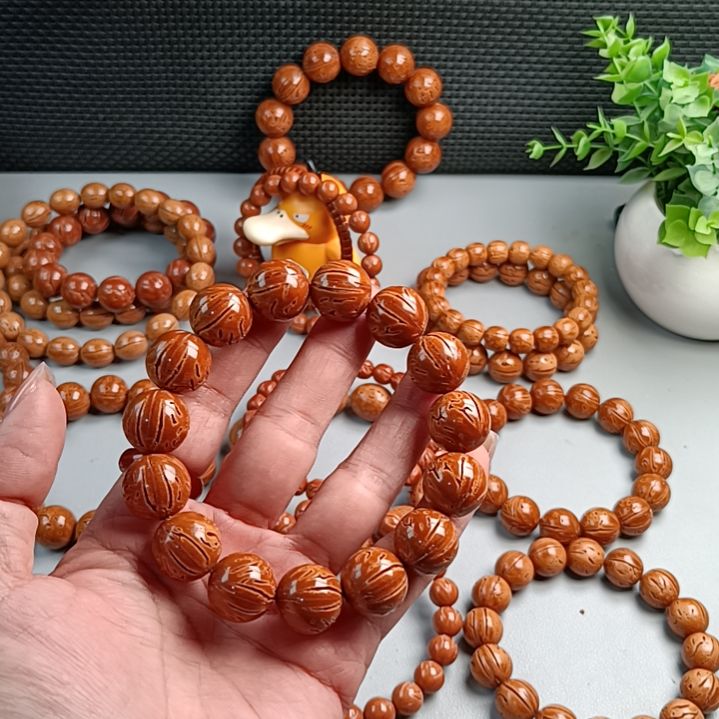 桃核手串铁籽密纹满花红魔16