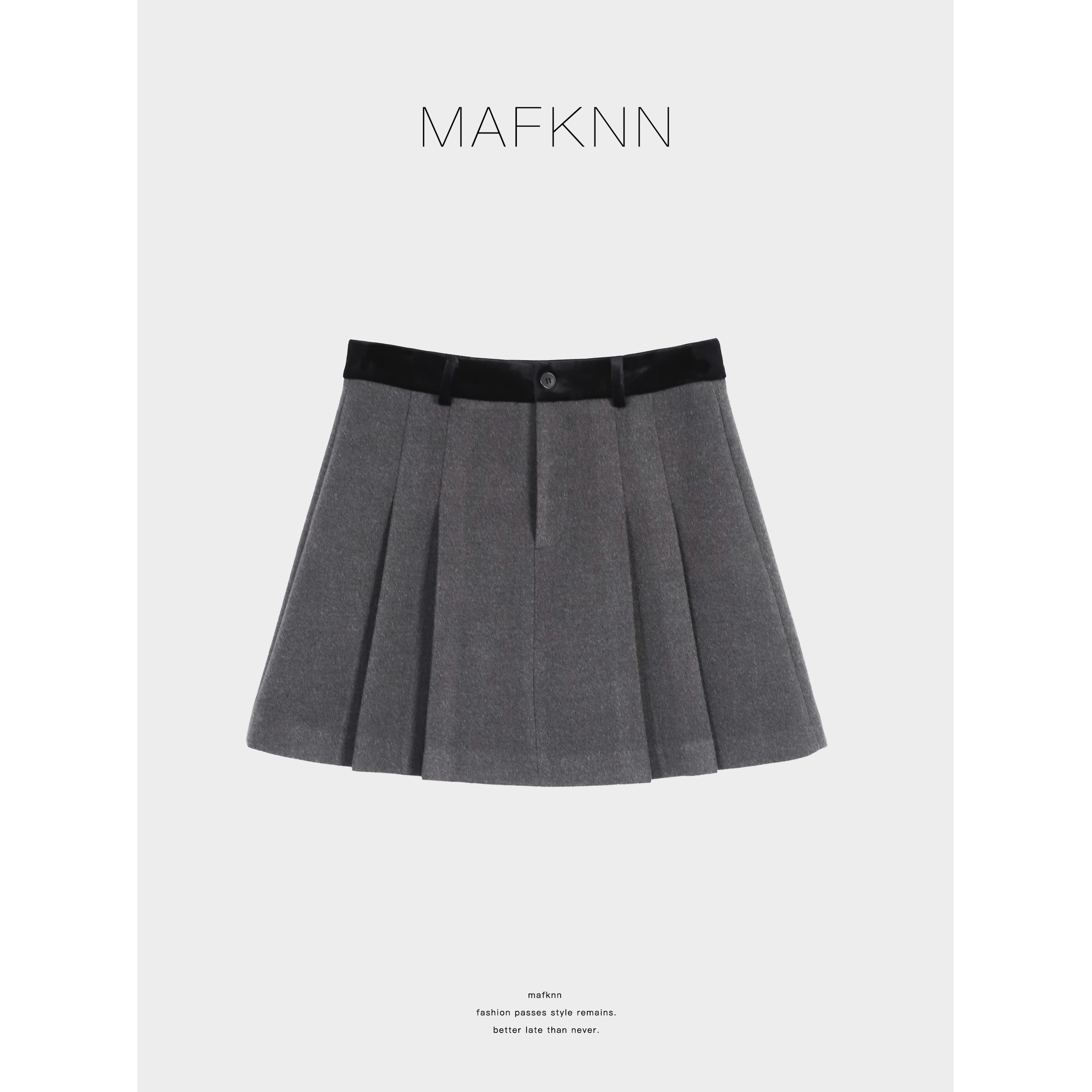 MAFKNN/玛肯时尚休闲简约纯色百搭纽扣短裙MK13779