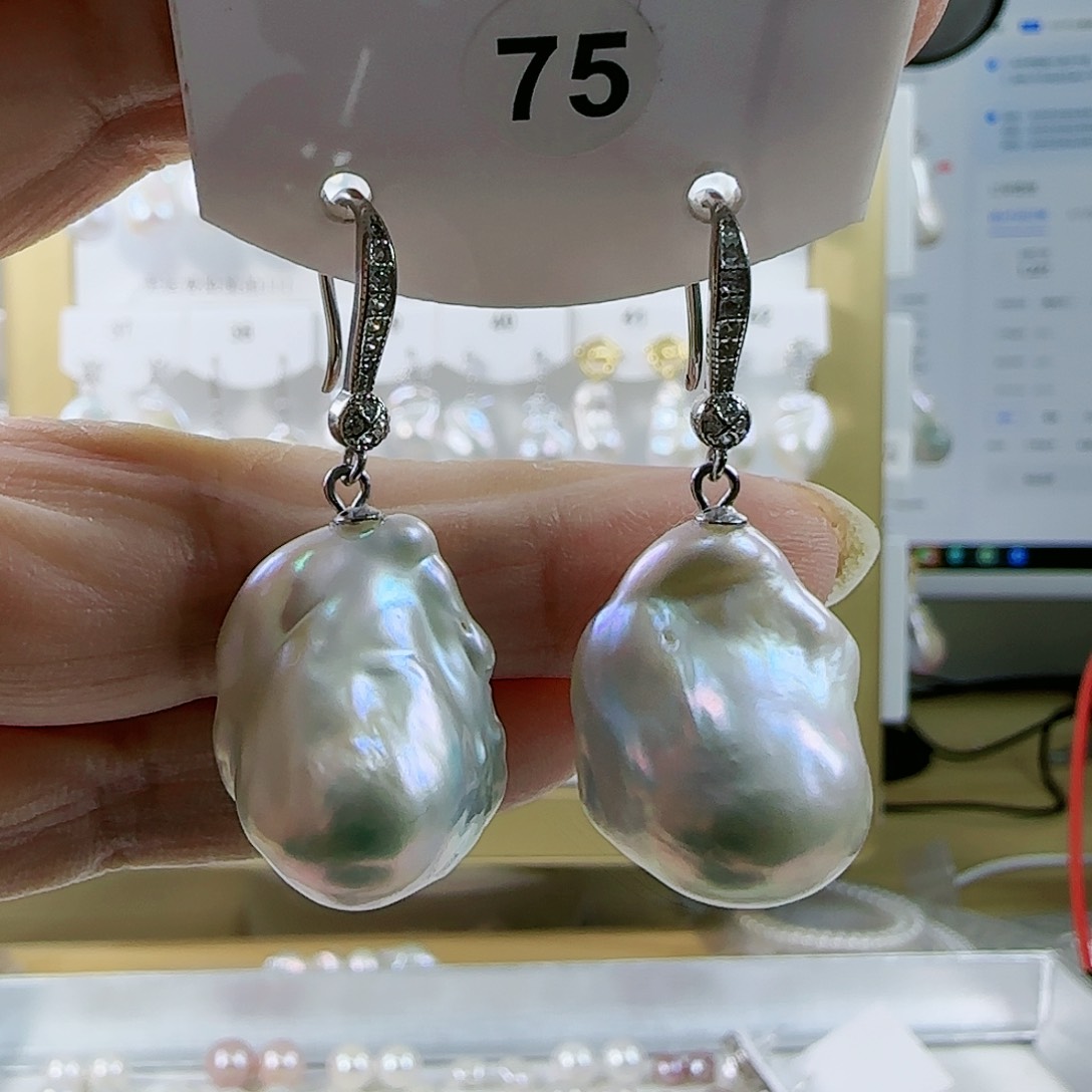 淡水珍珠耳坠（特价有瑕）银S925镶嵌