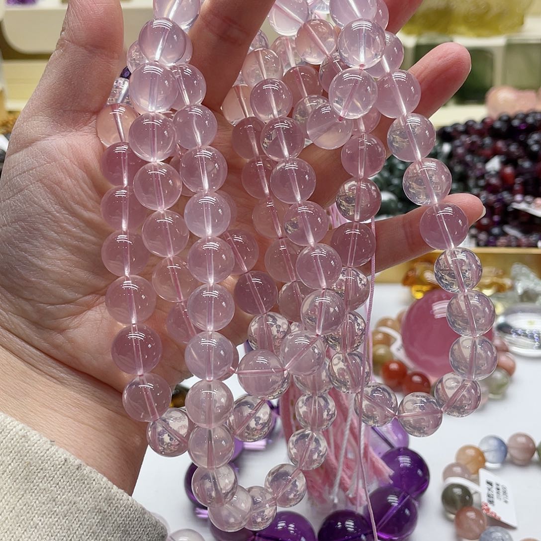 芙蓉石手链未镶嵌粉晶