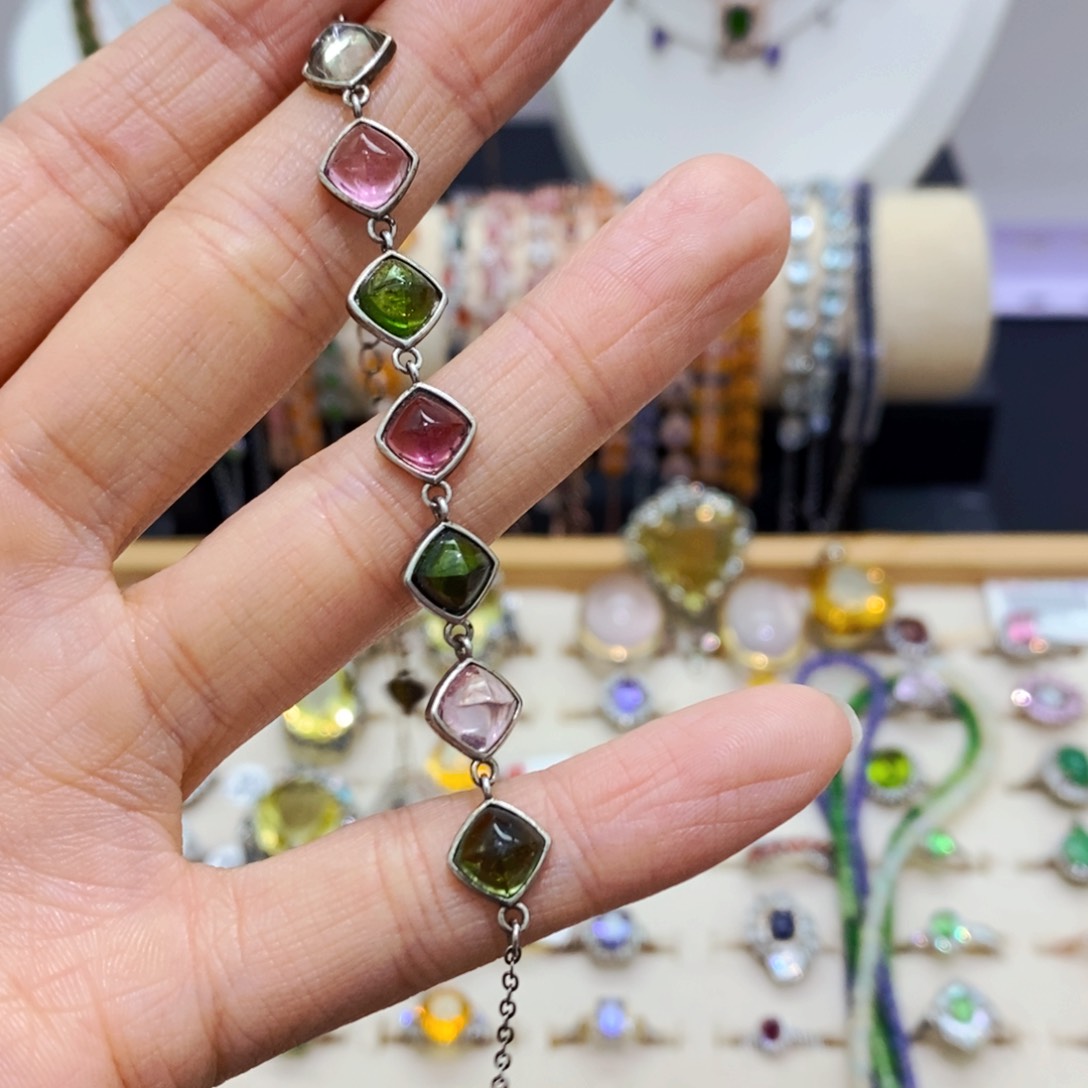 碧玺手链银S925镶嵌欢**迎手链