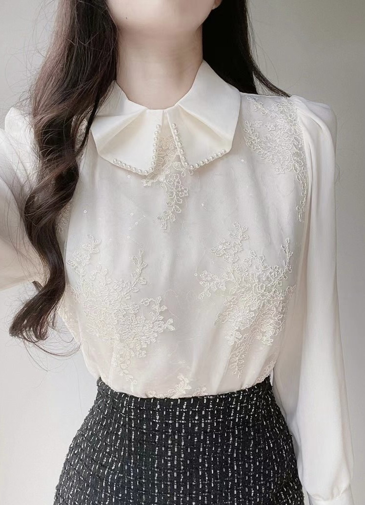 设计感梭织韩版蕾丝春季长袖精致衬衫