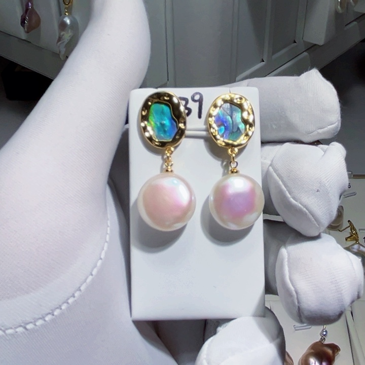 淡水珍珠耳饰银S925镶嵌飞**马