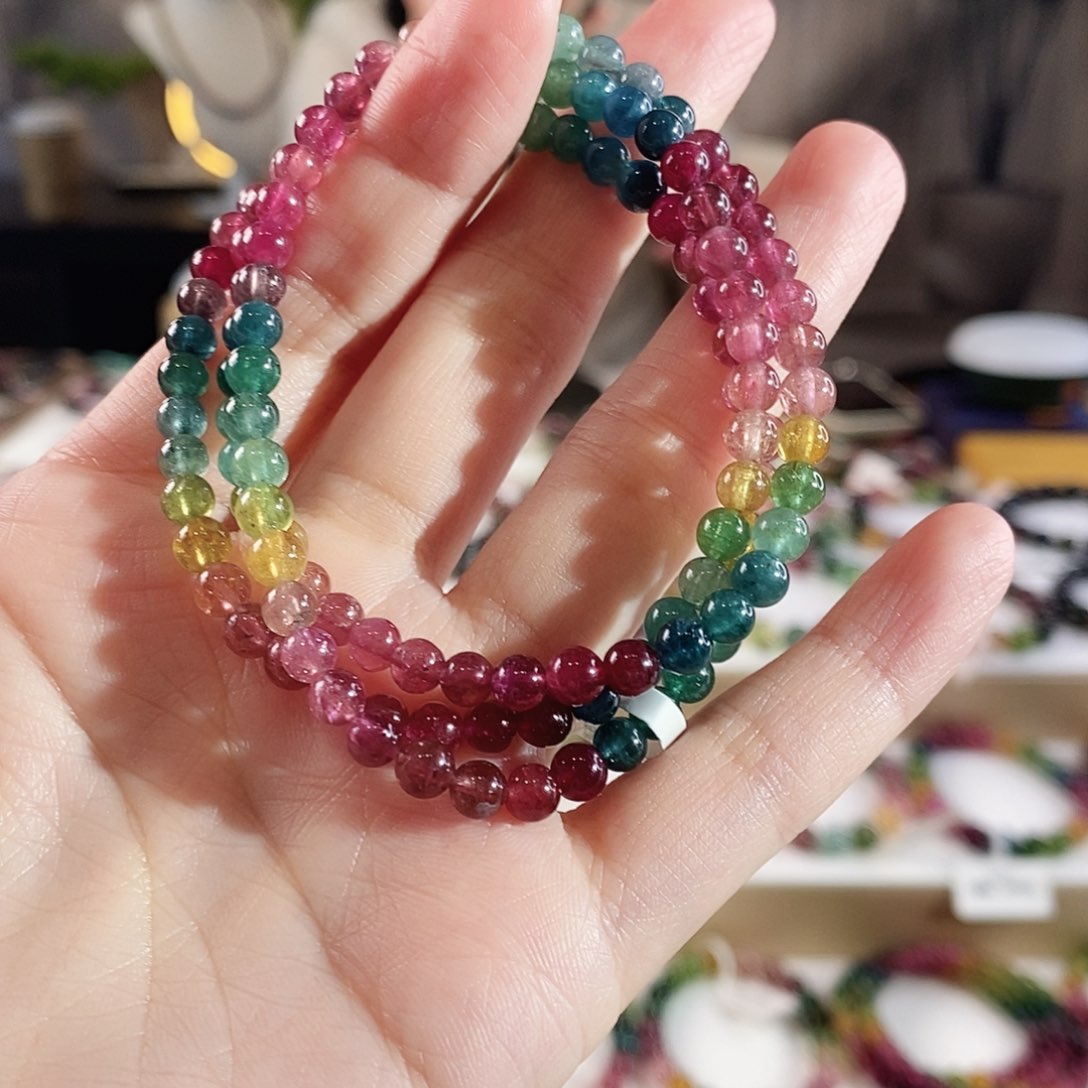 碧玺手串未镶嵌G2353三圈颜色微差