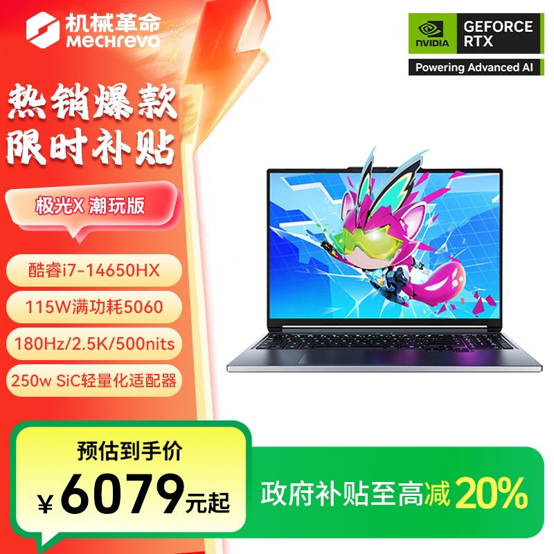 【地方补贴】极光X潮玩版 酷睿i7处理器 RTX5060高性能笔记本电脑
