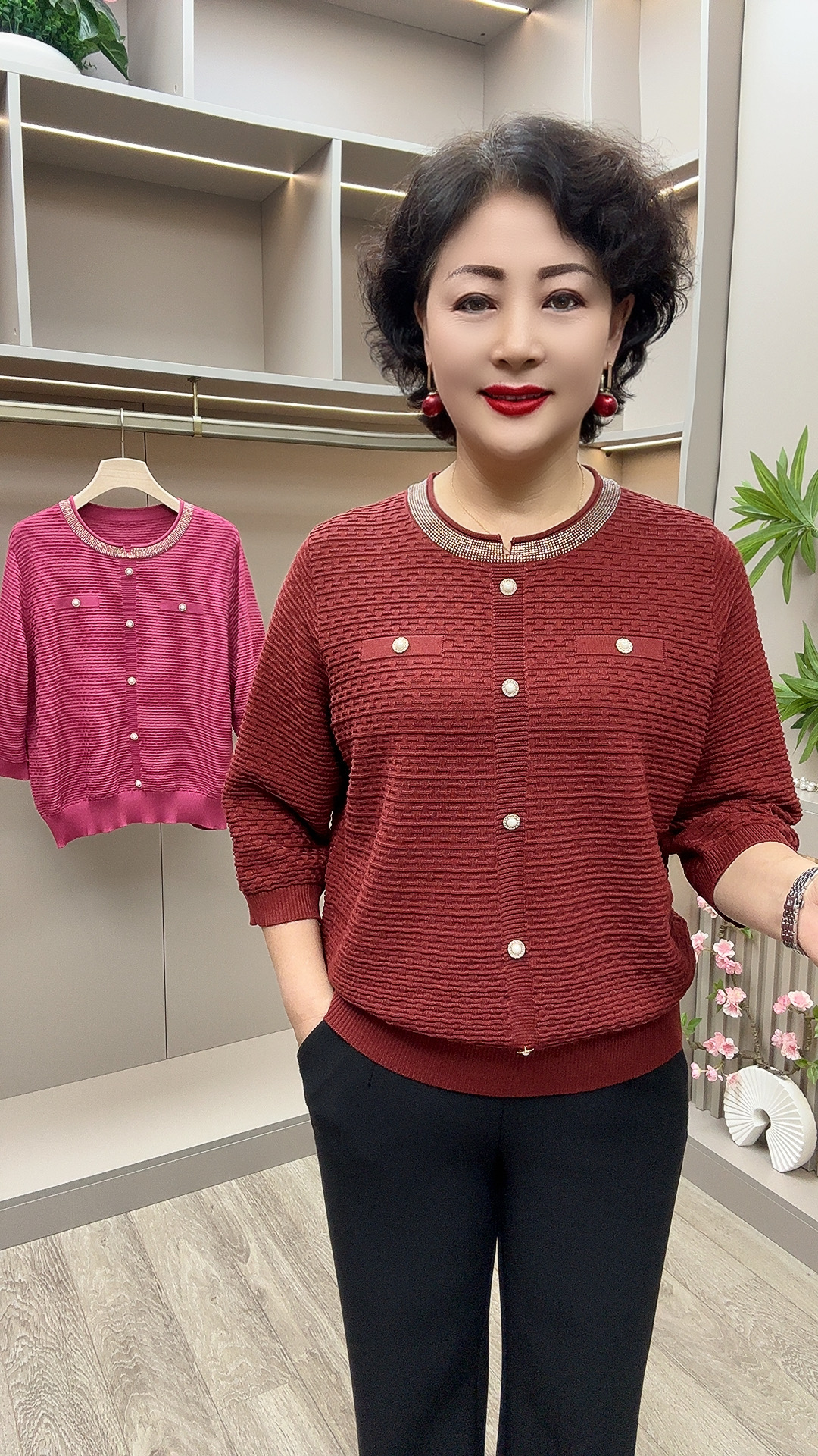 SZ#50213休闲百搭圆领套头针织衫，衣长60