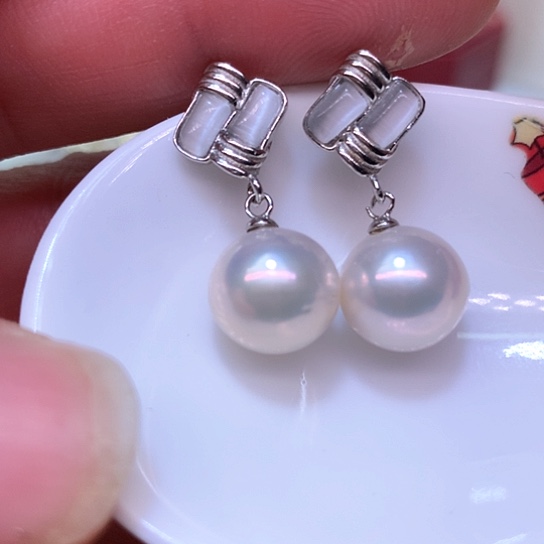 淡水珍珠耳饰银S925镶嵌