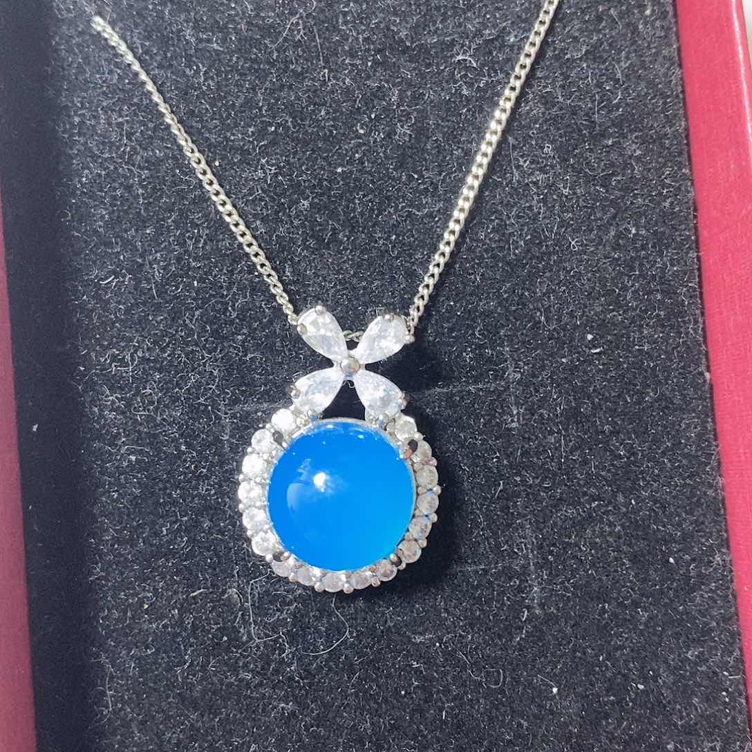 玛瑙/玉髓新中式合金蓝色转运珠