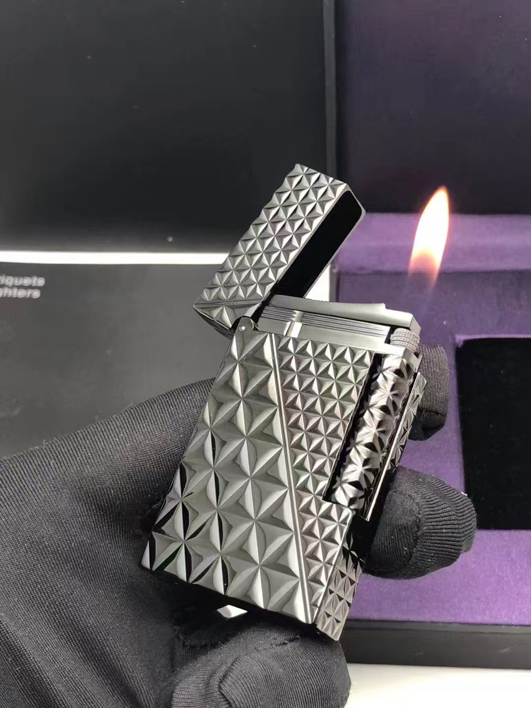 黄金分割线银色纯铜朗声商务轻奢打火机