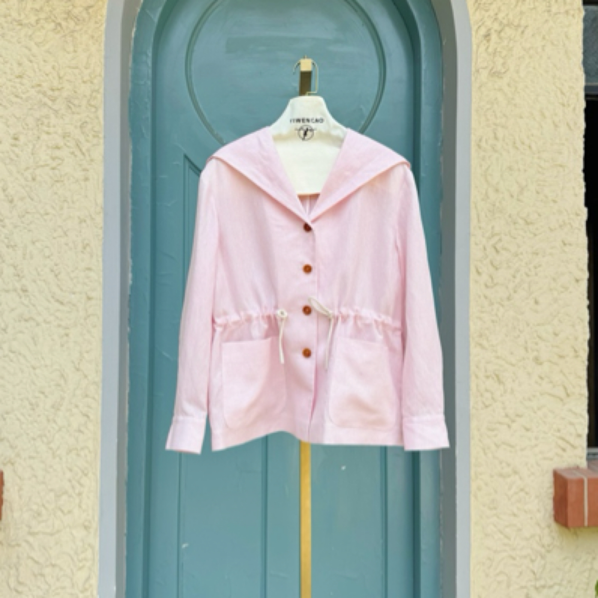 设计师原创亚麻休闲百搭连帽外套