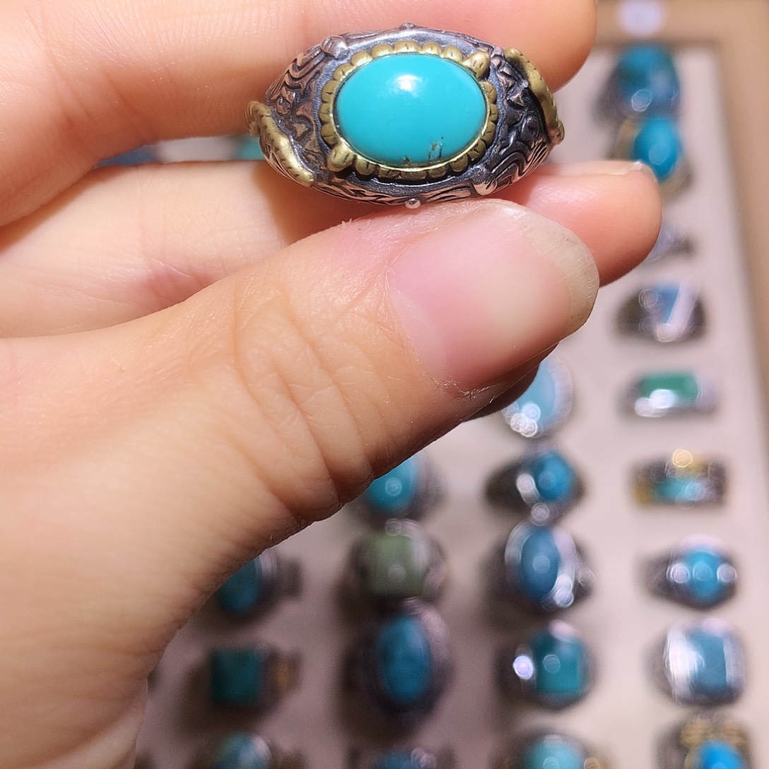 绿松石银S925镶嵌挂件