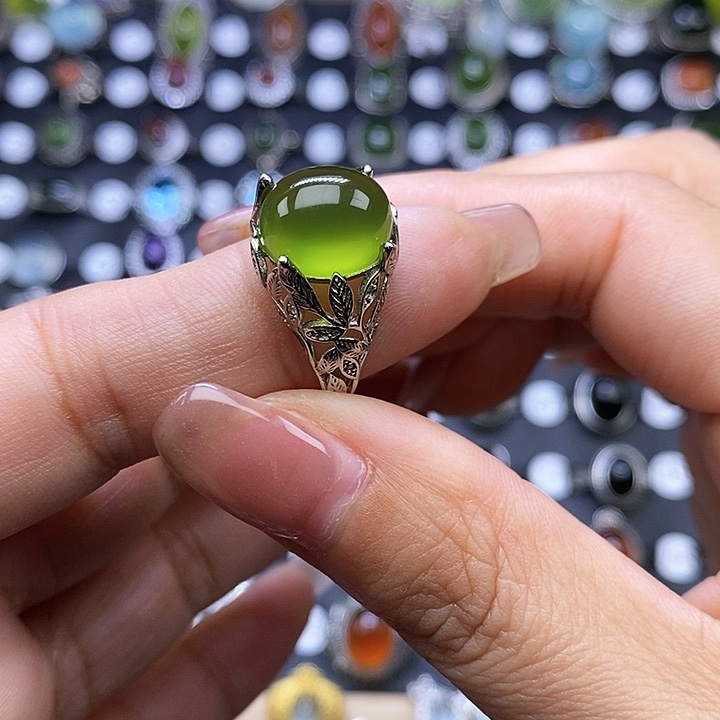 岫玉戒指银S925镶嵌曦