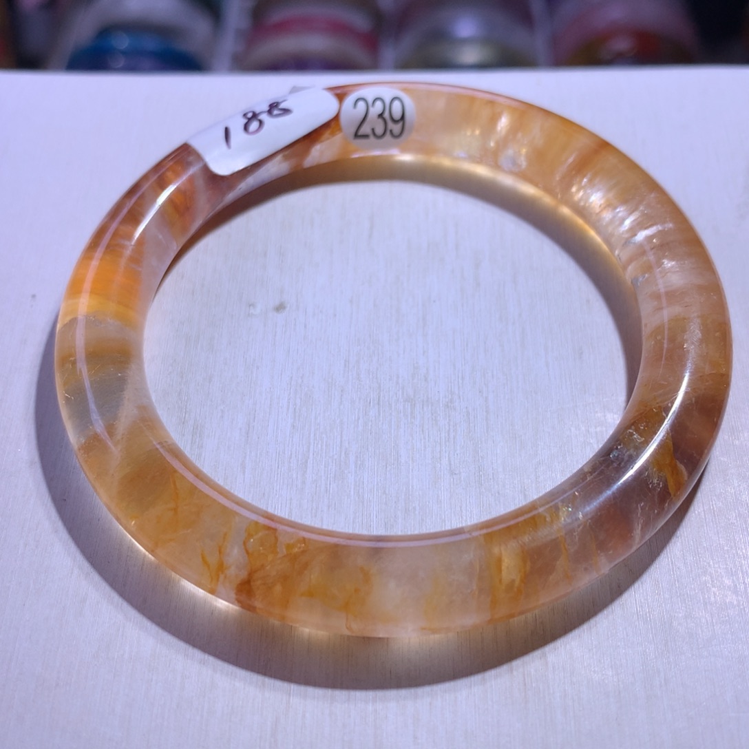 银S925镶嵌水晶手镯黄胶花60.3圈239