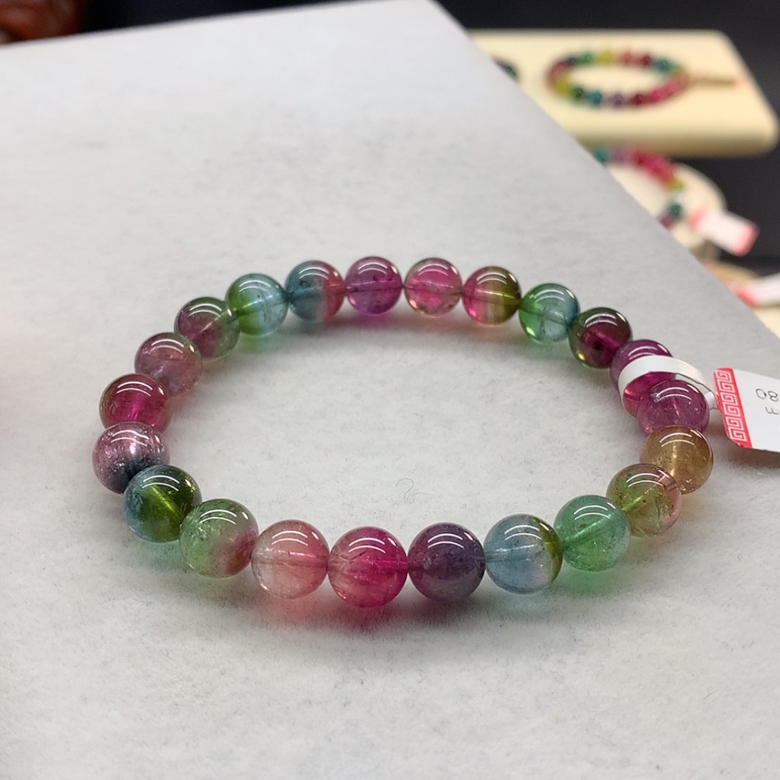 【闪购商品】未镶嵌手链碧玺艳丽西瓜单圈8.5
