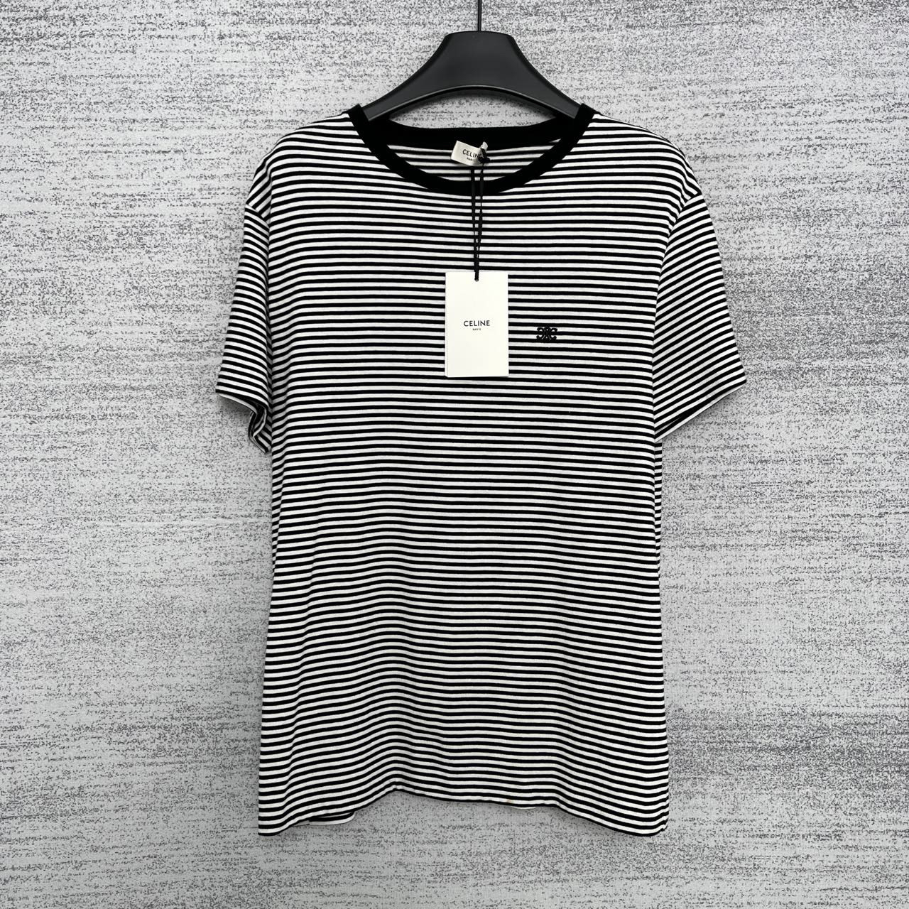 未使用 Celine/思琳 WX109525/凯旋门logo黑白条纹短袖/尺码S/