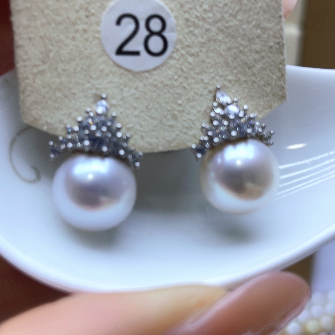 淡水珍珠耳饰银S925镶嵌