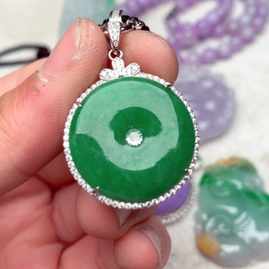 翡翠吊坠(不含链)银S925镶嵌