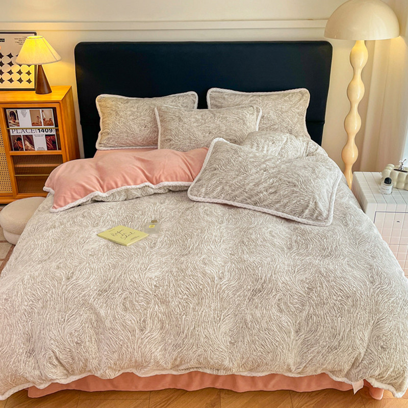 【晴美】牛奶绒立体雕花四件套-流年