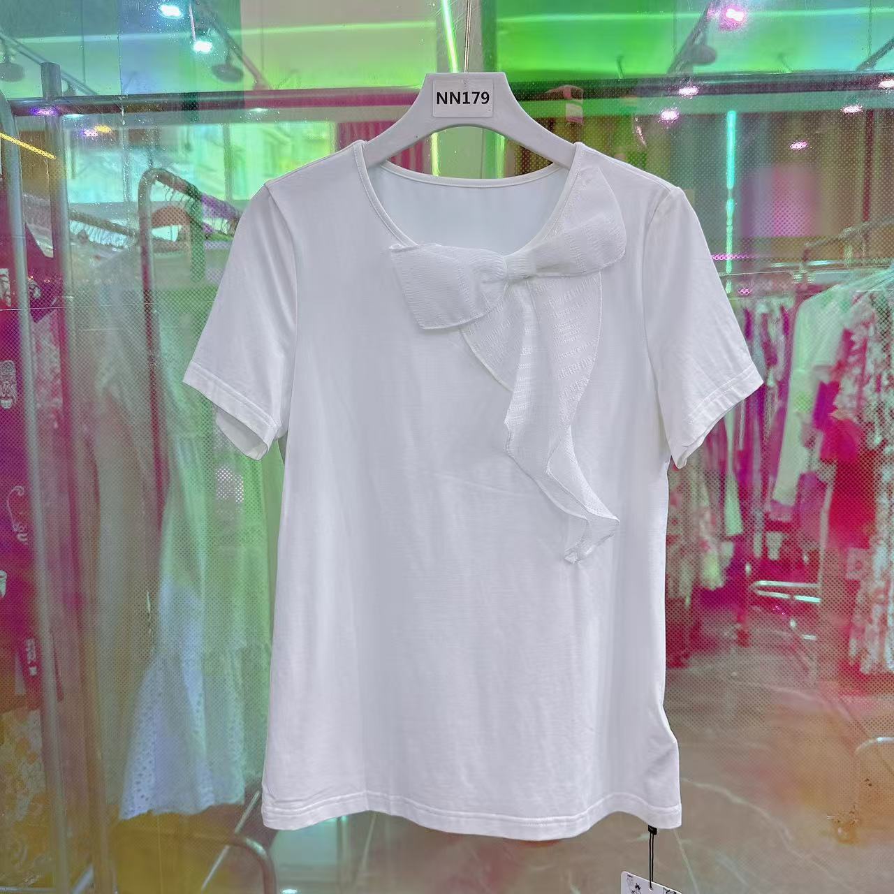 【OE家】nn179-时尚女装设计感T恤百搭轻奢白色气质