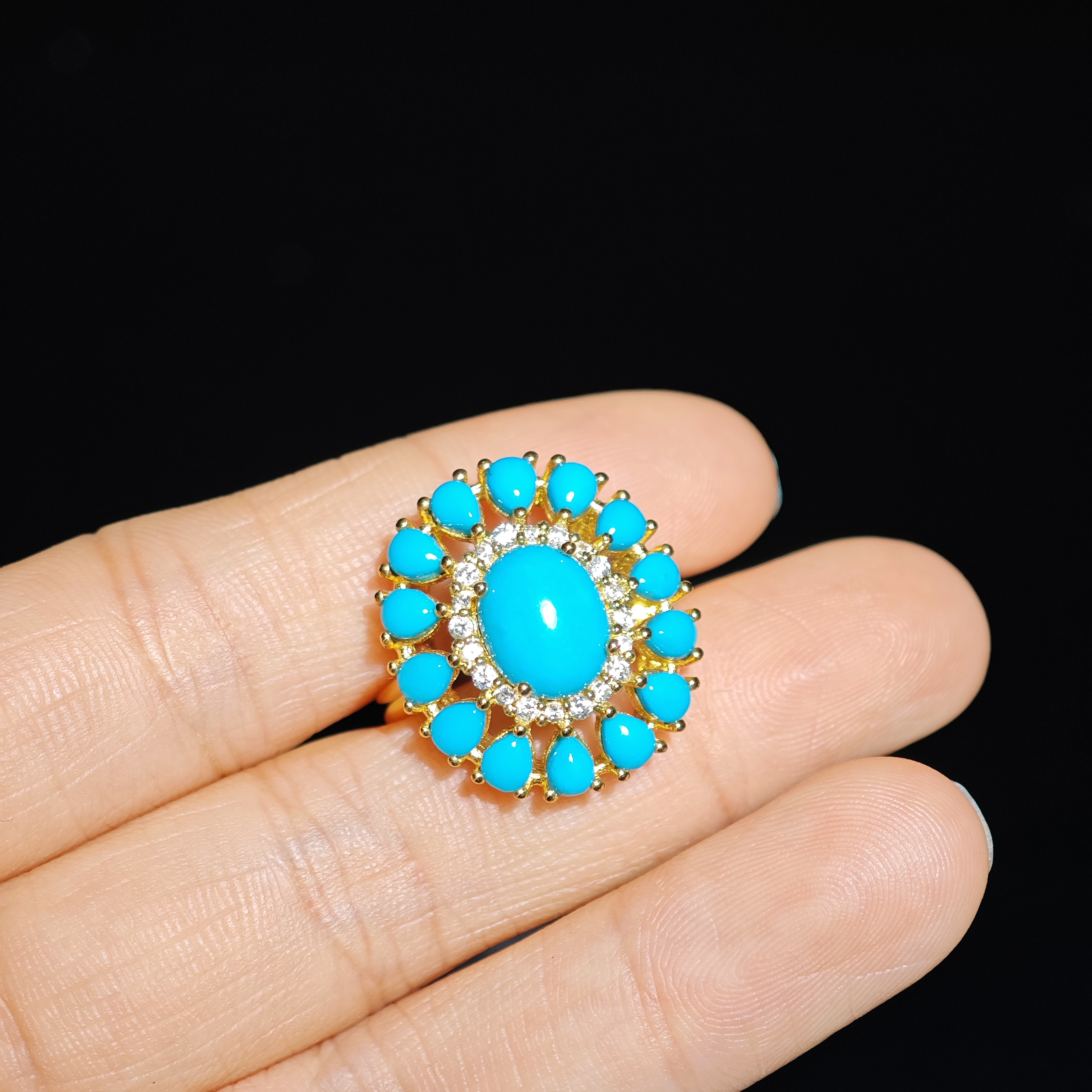 S925绿松石戒指大气