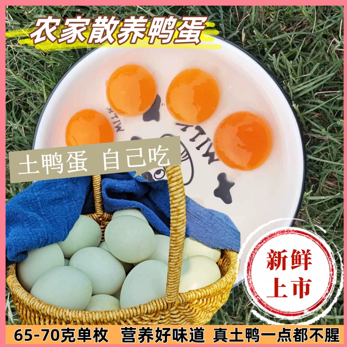 65-70g大蛋农家散养鸭蛋新鲜现捡活水养殖青壳蛋新鲜鸭蛋农村鸭蛋