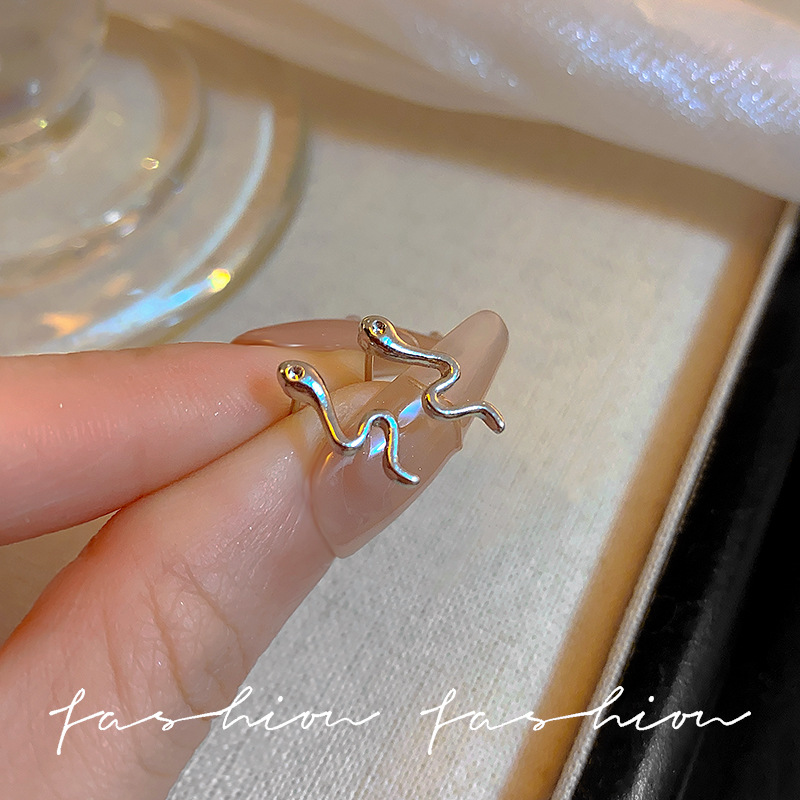 合金亚克力耳饰 冷淡风灵蛇迷你耳环耳钉冷感小众设计可爱本命年