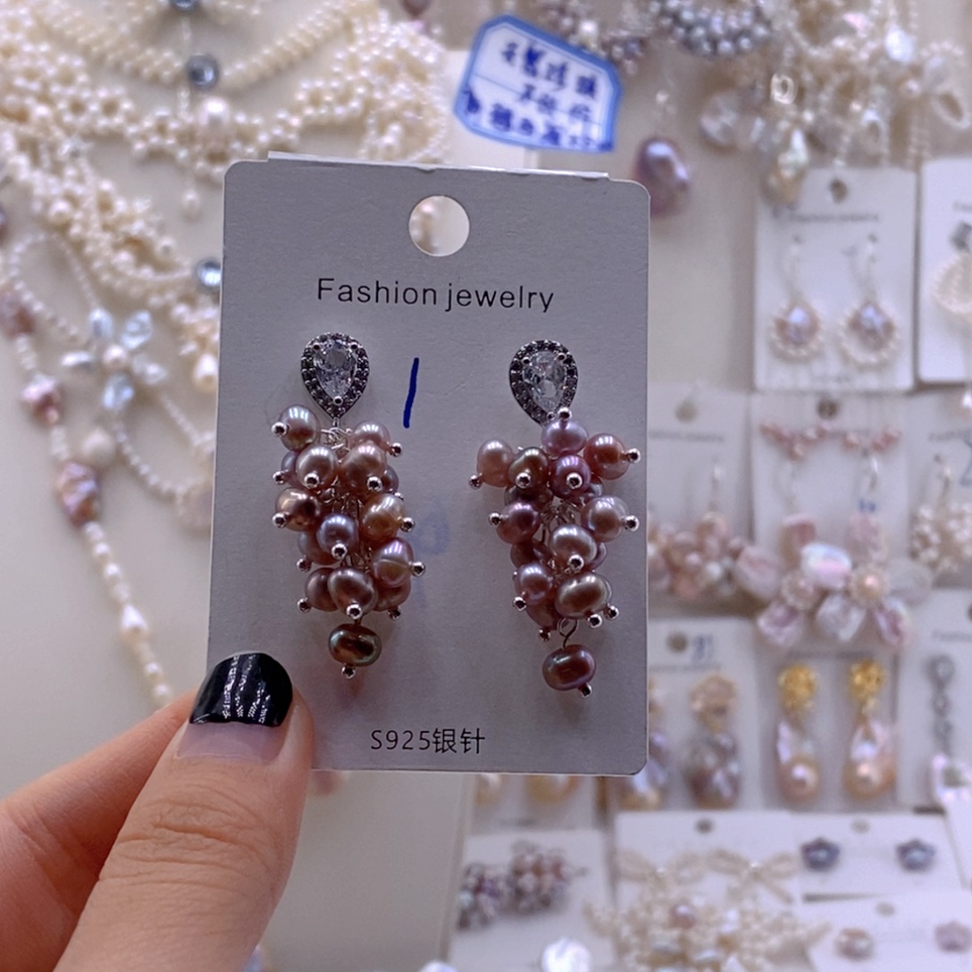 淡水珍珠耳饰银S925镶嵌耳饰