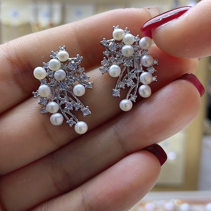 淡水珍珠耳饰银S925镶嵌