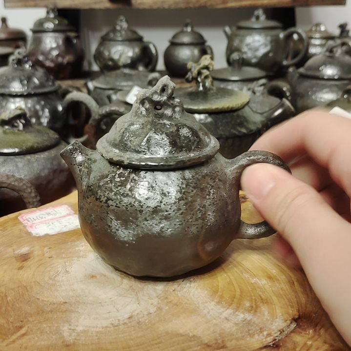 坭兴陶纯柴烧全手工锤纹茶壶125c