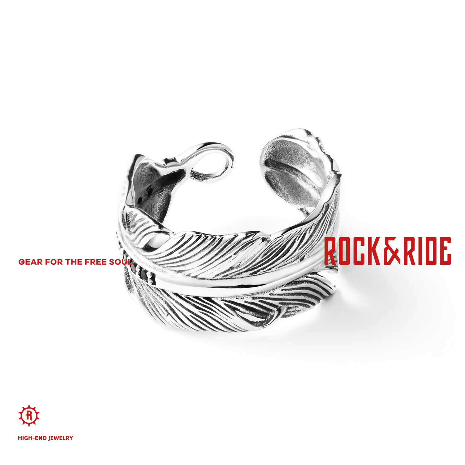 ROCK&RIDE 925银戒指 羽毛戒指 男士简约个性素款情侣