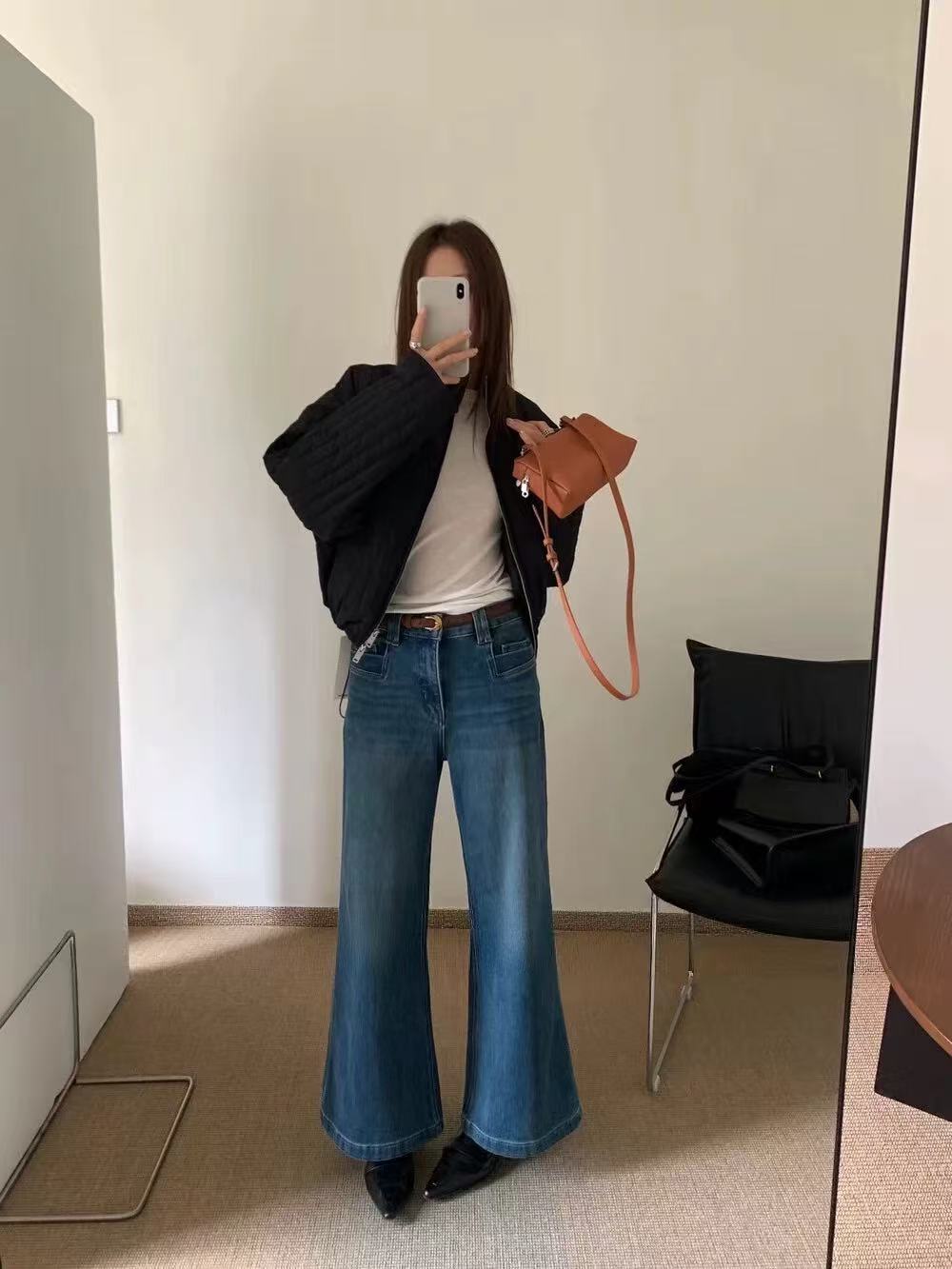 Yuanzhan/媛站千金风筒牛仔裤韩版高腰时尚